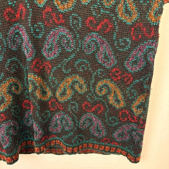 Vintage Wool Paisley Knit Sweater Vest Sleeveless Top Made in England - Picture 4 of 6
